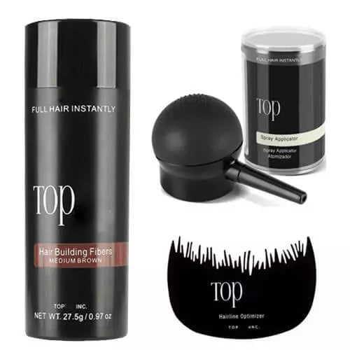 Conjunto de fibras de cabelo, 3 peças, 27.5g, pós de recrescimento, fibra de construção de cabelo, queratina natural, pó de estilo, optimizador, crescimento denso do cabelo